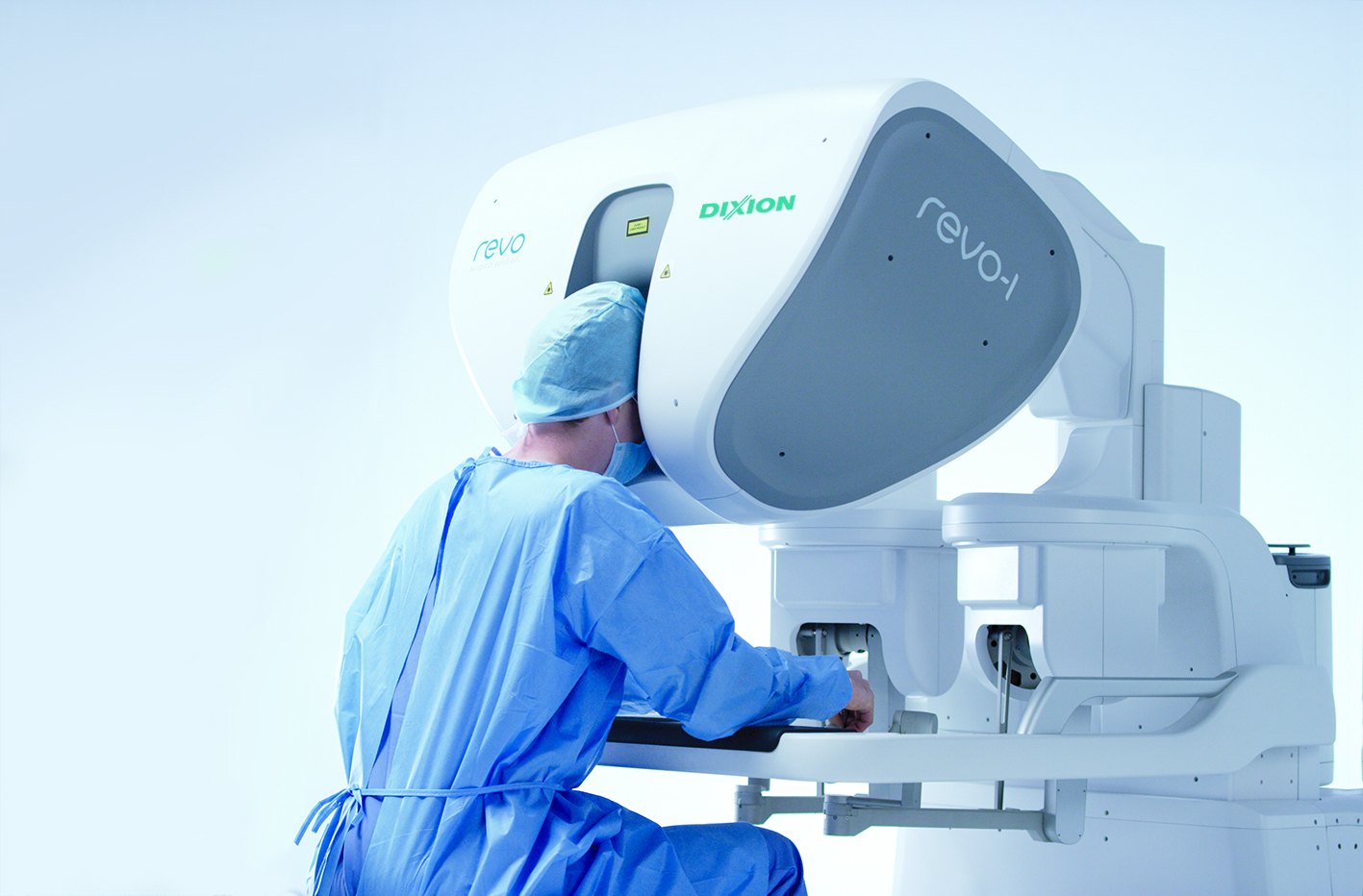Surgeon working at the DIXION Revo-I master console